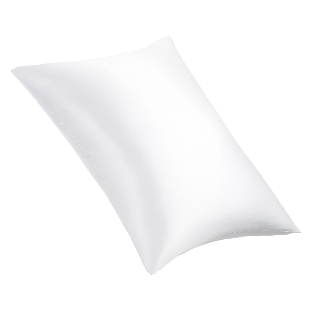 Close-up of pure mulberry silk pillowcase fabric and envelope closure