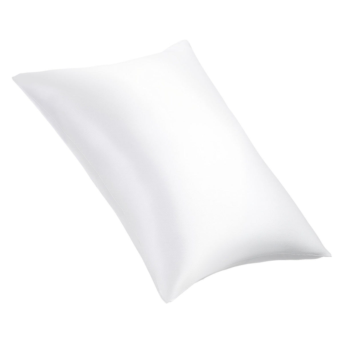 Close-up of pure mulberry silk pillowcase fabric and envelope closure