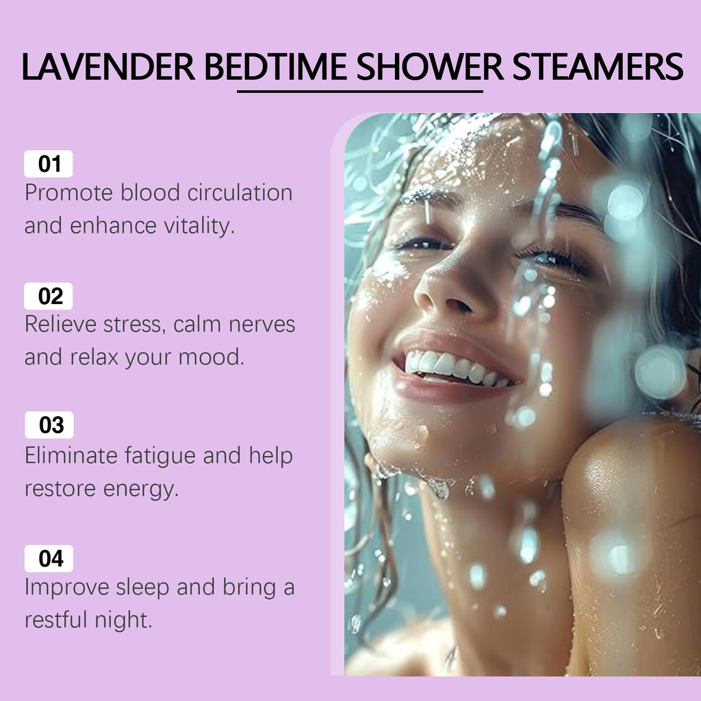 Lavender bedtime shower steamers in one, two and three pouch options