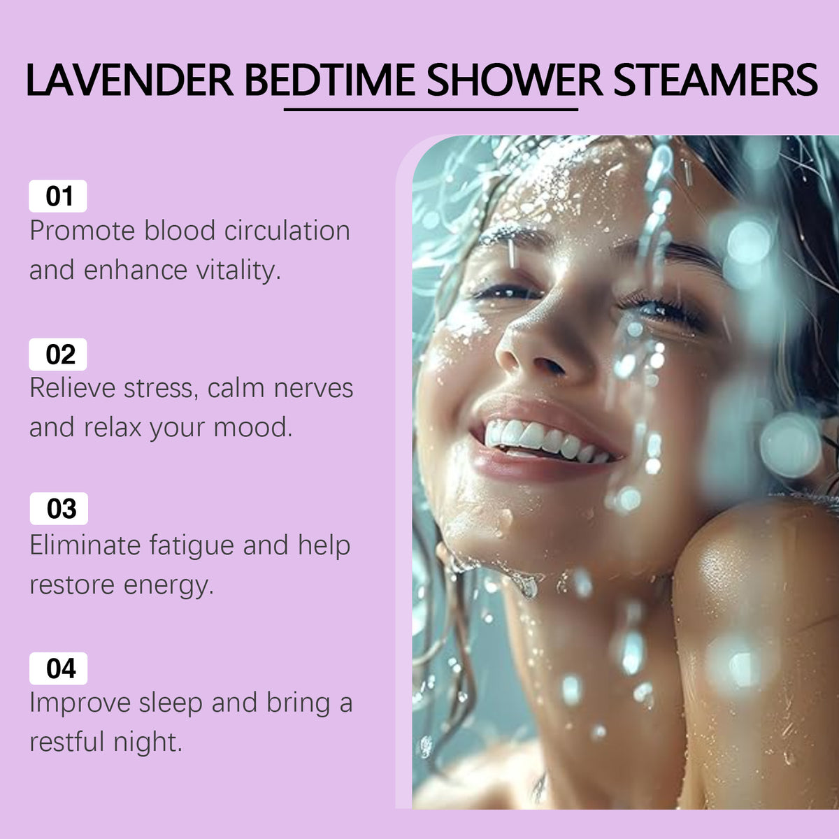 Lavender bedtime shower steamers in one, two and three pouch options