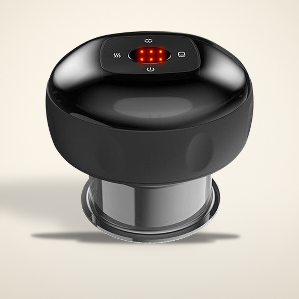Smart cupping device on a warm candlelight cream background