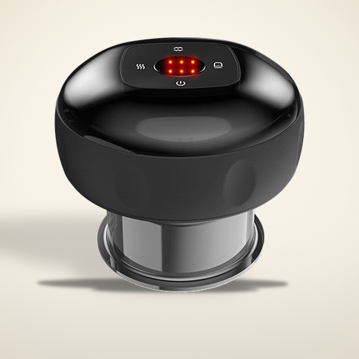 Smart cupping device on a warm candlelight cream background