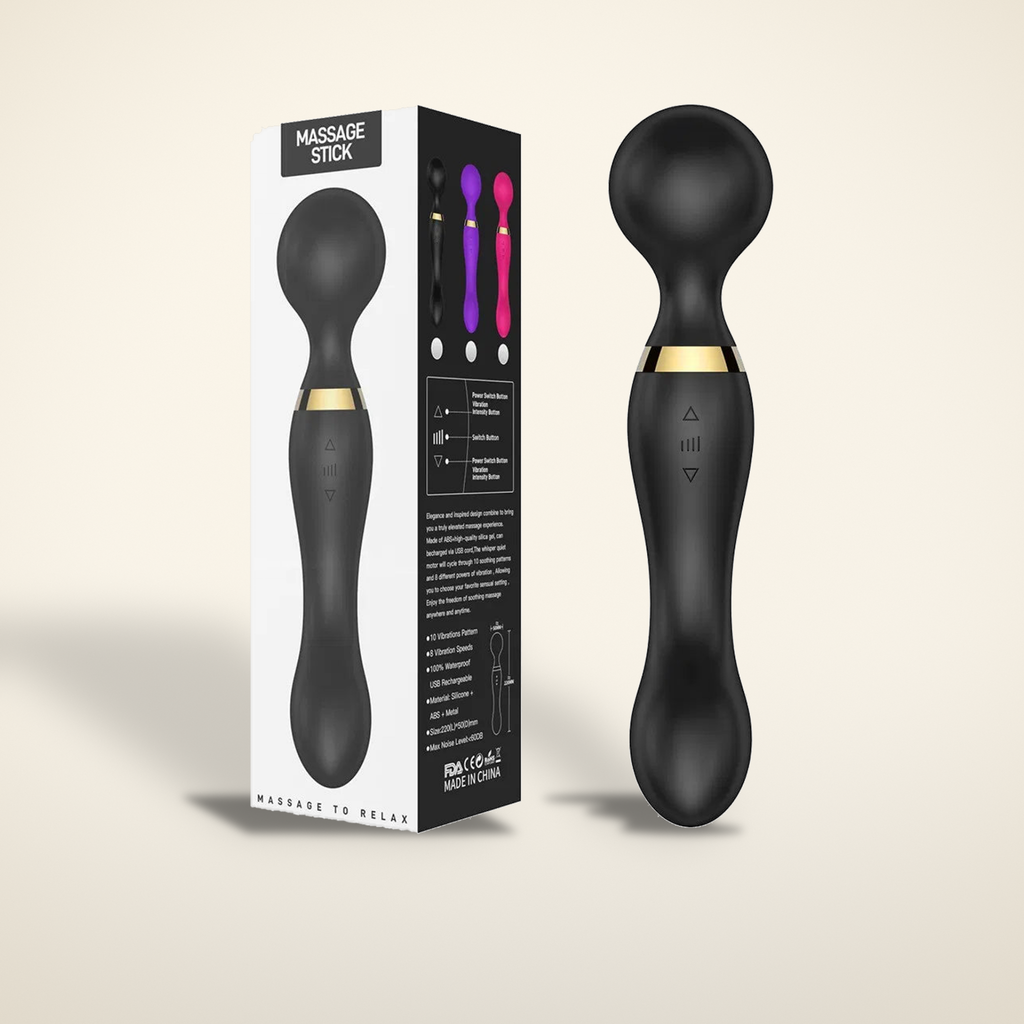 The Evening Wand with its box on a warm candlelight cream background